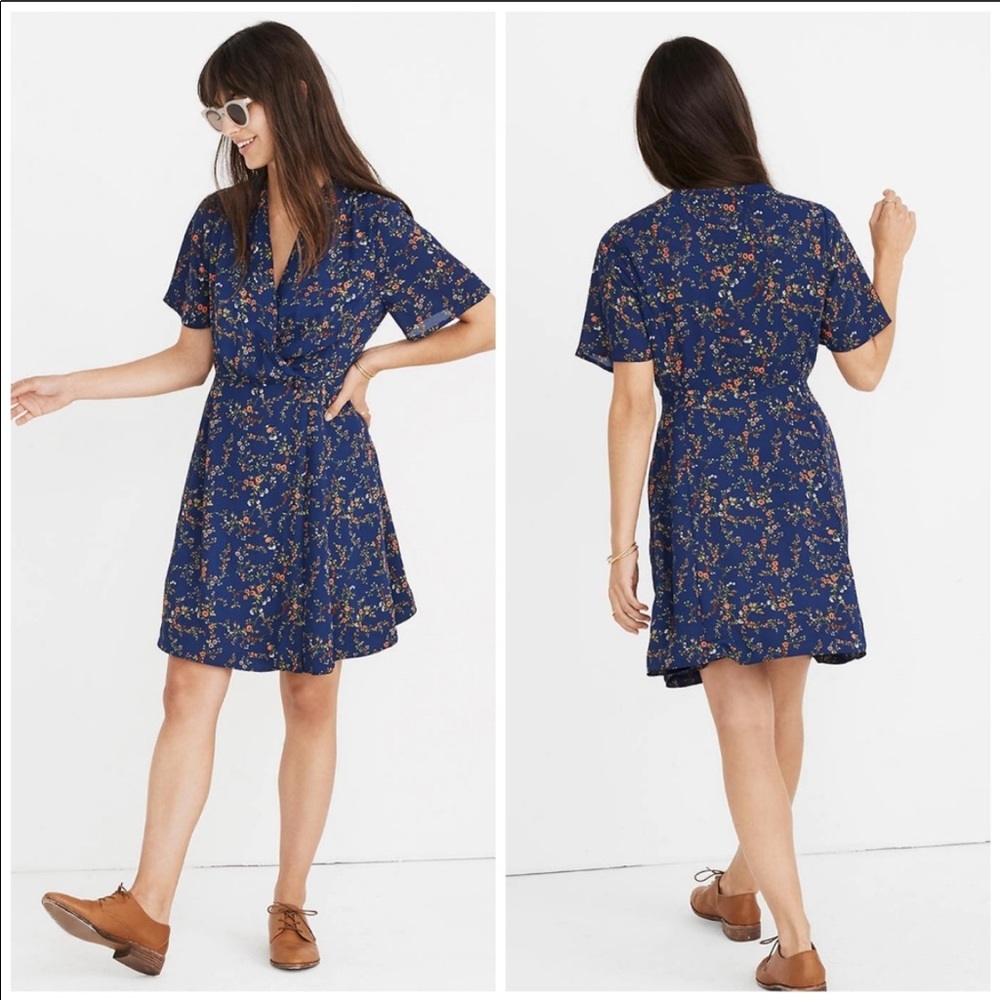 Madewell Amarath Blue Floral Wrap Dress